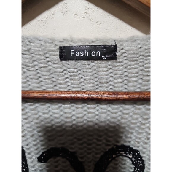 Fashion ROCK AND LOVE Sweater Gray Oversized Slouchy Cardigan XL Knit - Picture 3 of 3